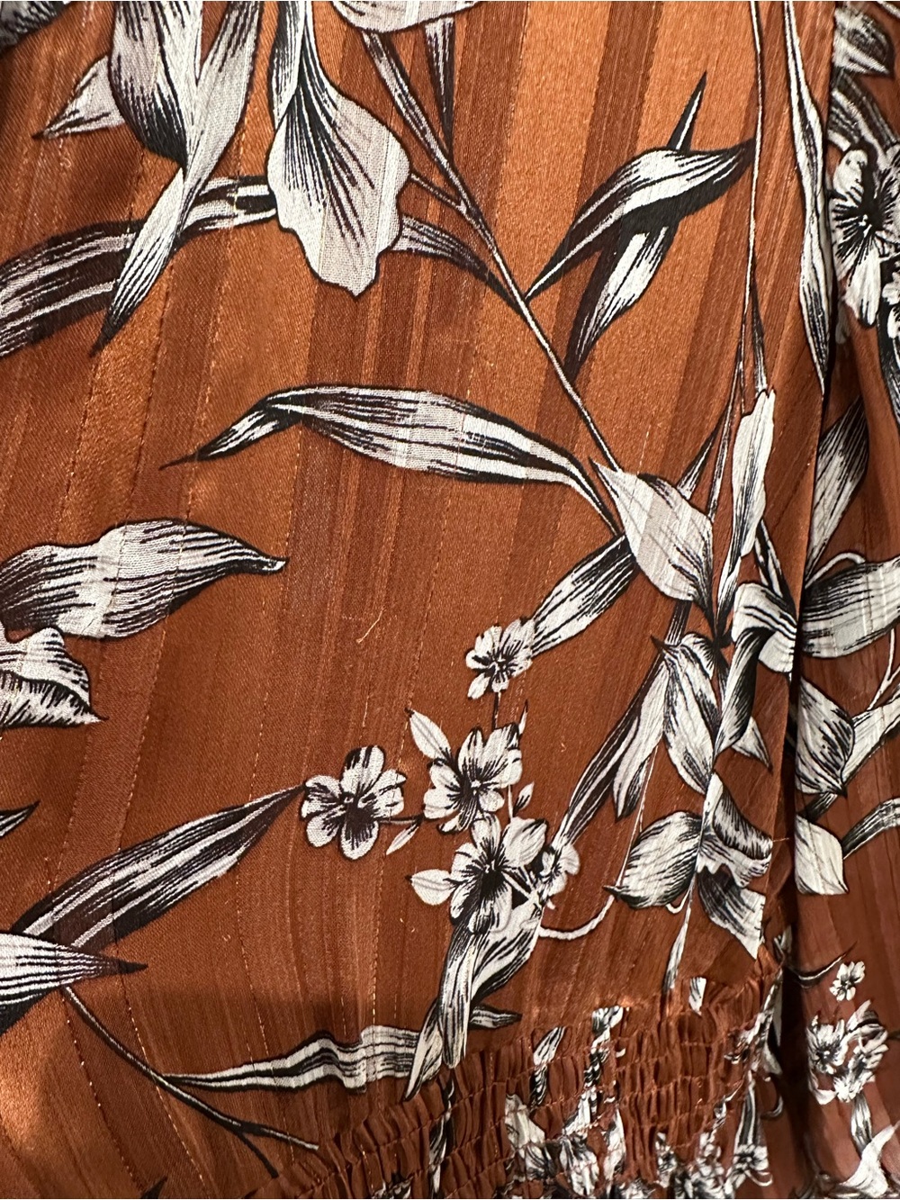 Taylor Rust Brown Floral V-Neck Long Sleeve Tiered Dress - Picture 5 of 5